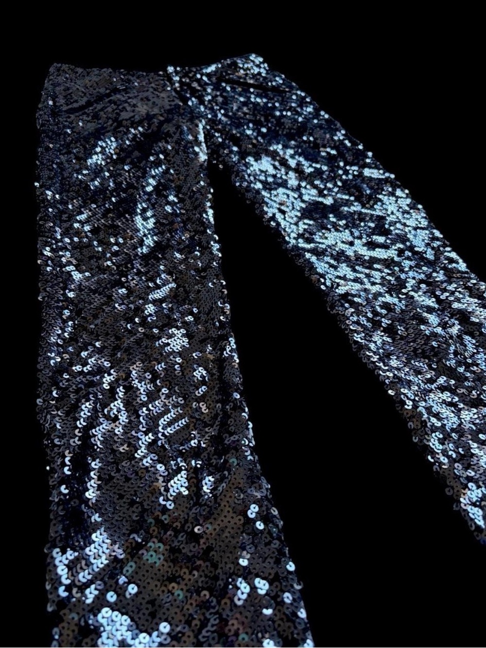 La Rok Women’s Small Silver Gunmetal Sequin Party Pants NYE Festive Shimmery